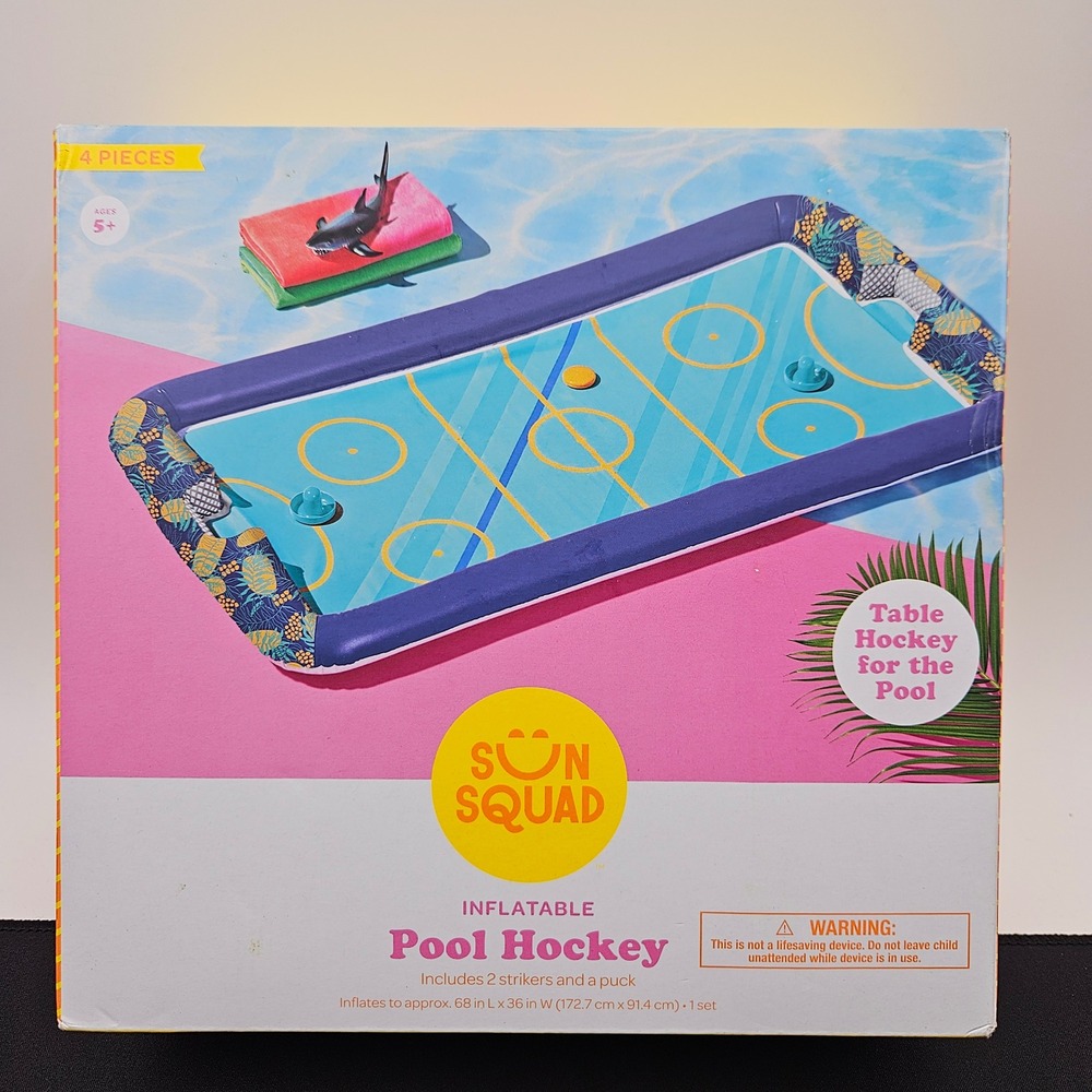 Sun‎ Squad Inflatable Pool Hockey Game Set 4 Pieces Ages 5+ New